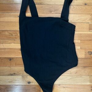 VICI Black Square Neck Ribbed Bodysuit